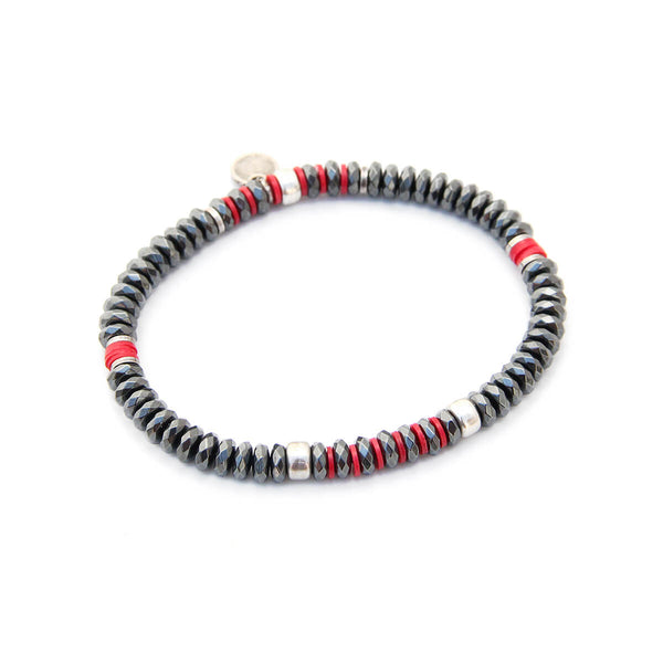 Tracy Bracelet - Red, Hematite & Silver Plated