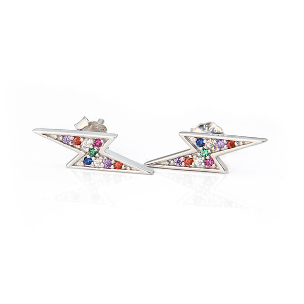 Colored Zircons Thunder Earrings - Sterling Silver