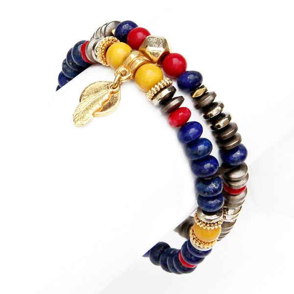 Mini Boho Bracelet - Red, Yellow, Blue & Gold Plated