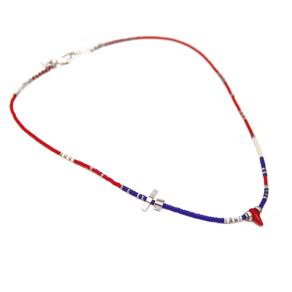 Noel Necklace - Blue, Red, White & Sterling Silver