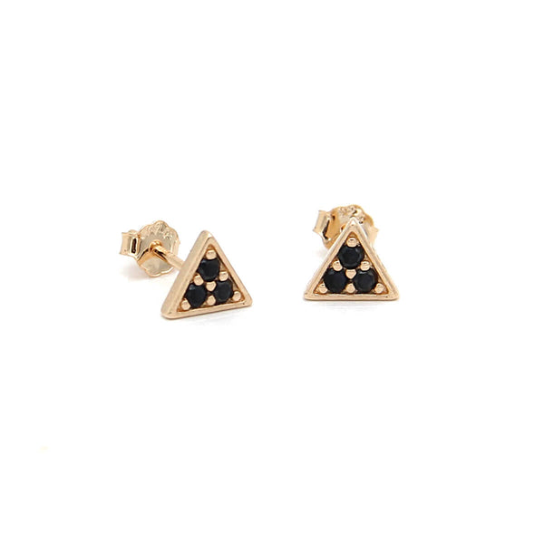 Zircons Triangle Earrings - Sterling Silver, Gold Plated