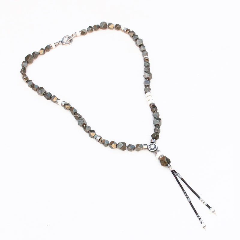 Pyrite Necklace - White & Silver Plated