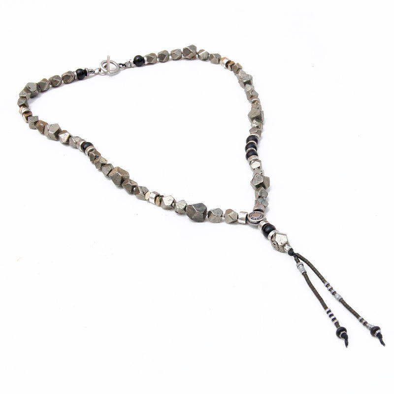Pyrite Necklace - Black & Silver Plated