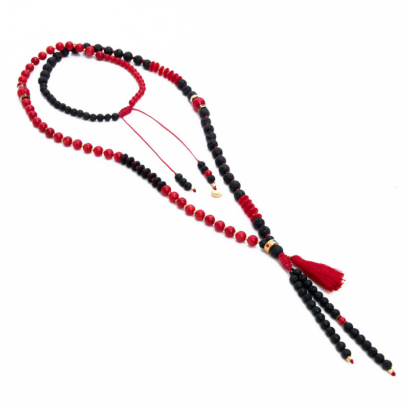 Calypso mala Necklace - Red & Black