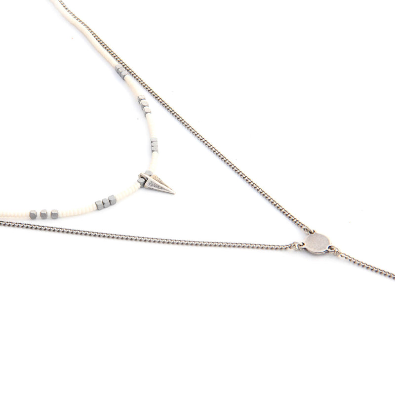 Rocky Necklace - White & Silver Plated