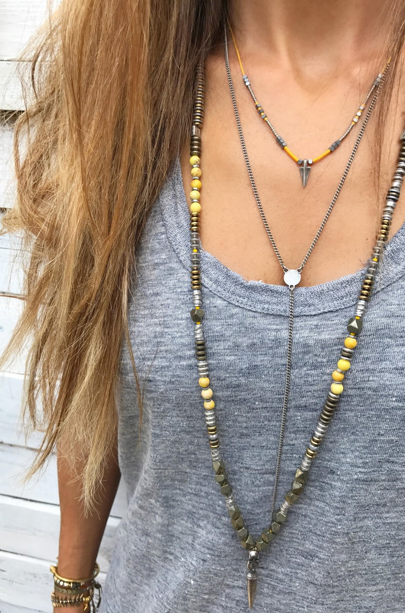 Mohawk Necklace - Yellow & Silver Plated