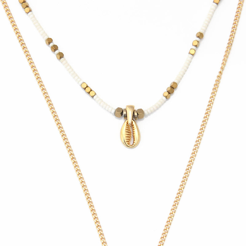 Rocky Necklace - Shell - White & Gold Filled