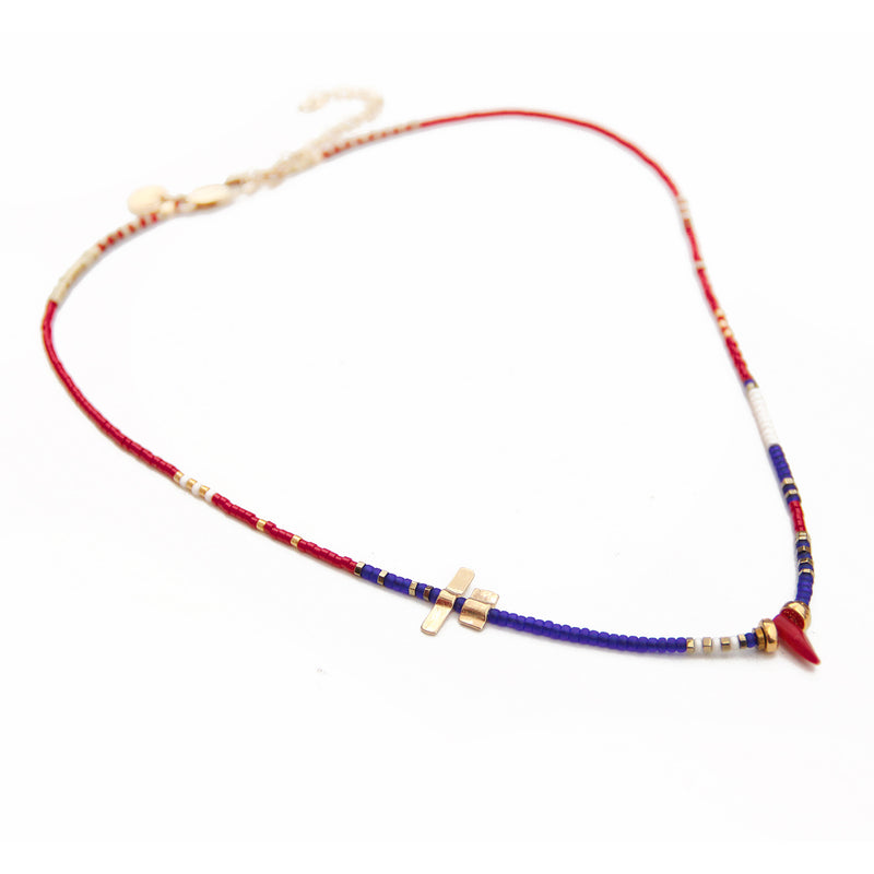 Noel Necklace - Blue, Red, White & Gold Plated