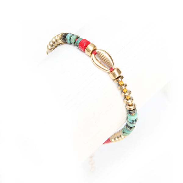 Niky Bracelet - Red, Turquoise, Yellow & Gold Plated