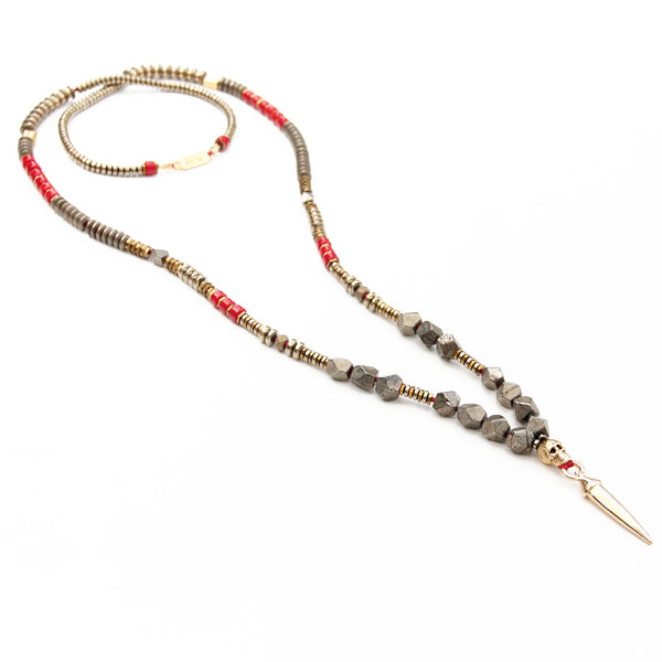 Mohawk Necklace - Red & Gold Plated