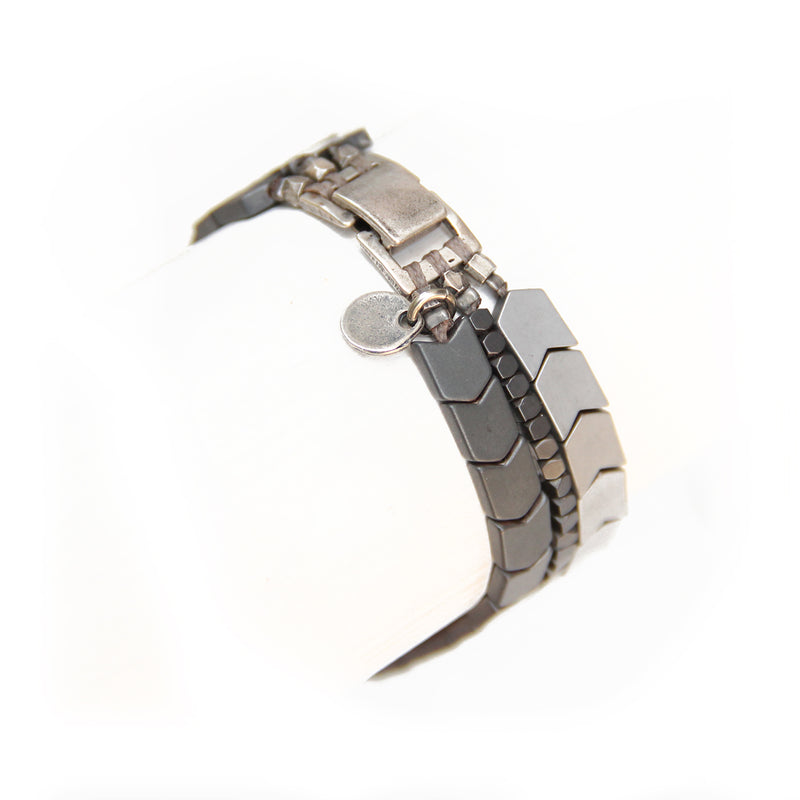 Hematite Arrows Bracelet - Light & Dark Silver Plated