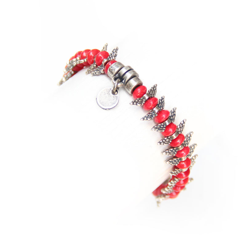 Camila Bracelet - Red & Silver Plated