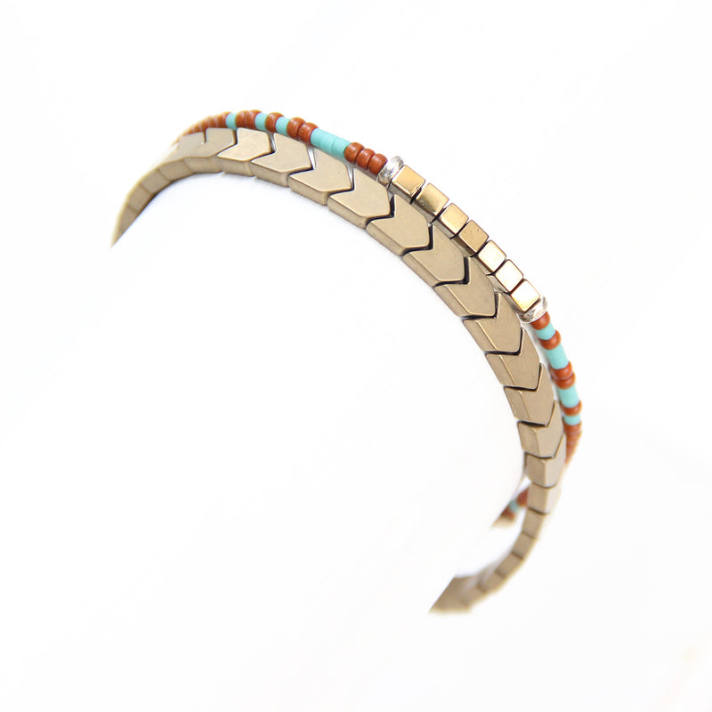 Tribe Bracelet - Bronze, Brown, Turquoise, Gold Plated & Sterling Silver