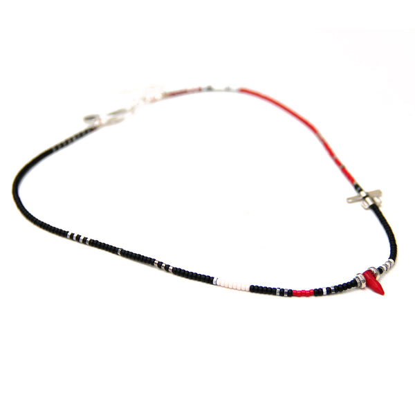 Noel Necklace - Black, Red, White & Sterling Silver