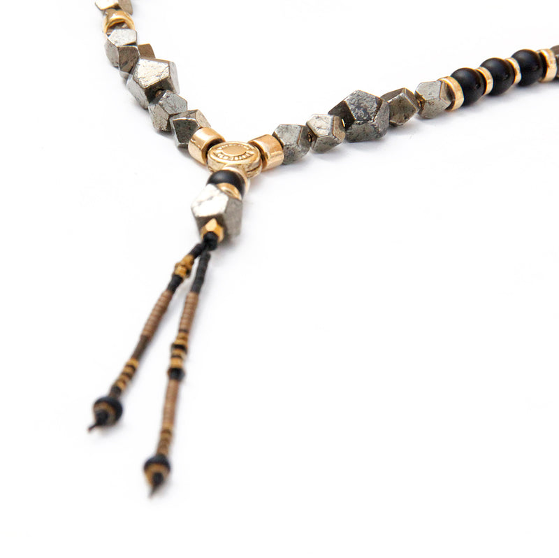 Pyrite Necklace - Black & Gold Plated