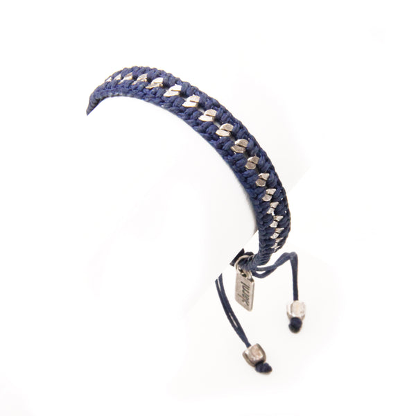 Crochet Bracelet - Blue & Silver Plated