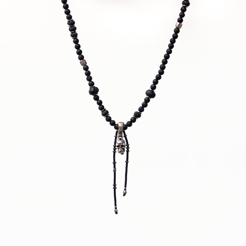 Karni Craft | A Skull Pendant - Black Beads, Short Necklace