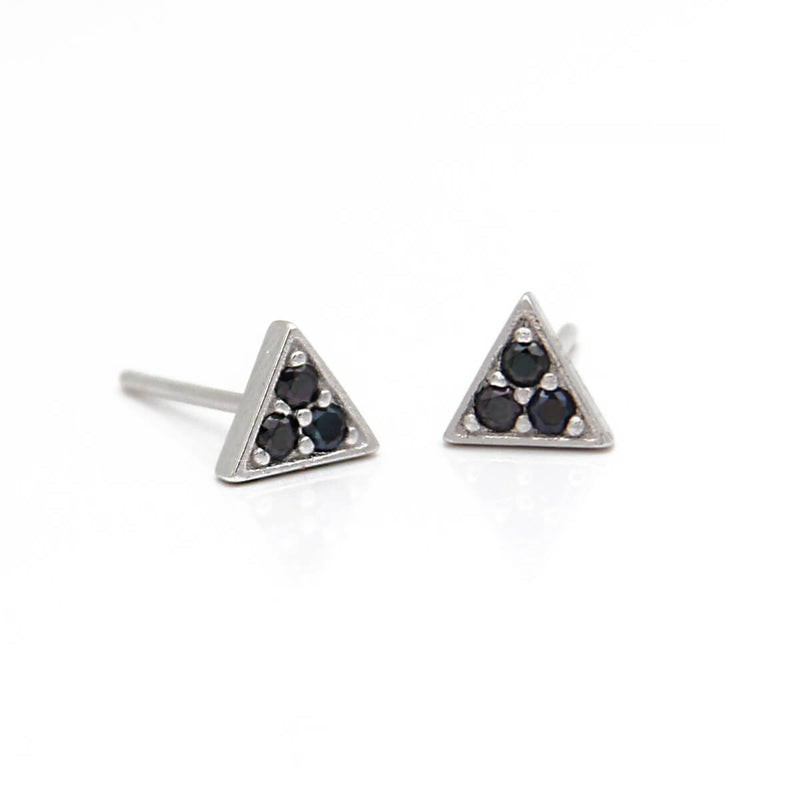 Zircons Triangle Earrings - Sterling Silver