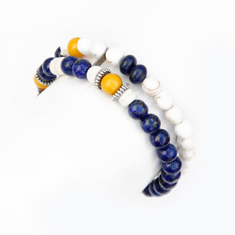 Mini Boho Bracelet - White, Yellow, Blue & Silver Plated