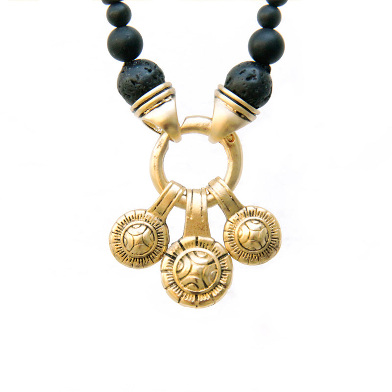 Tibetan Coins Necklace - Men - Black & Gold Plated
