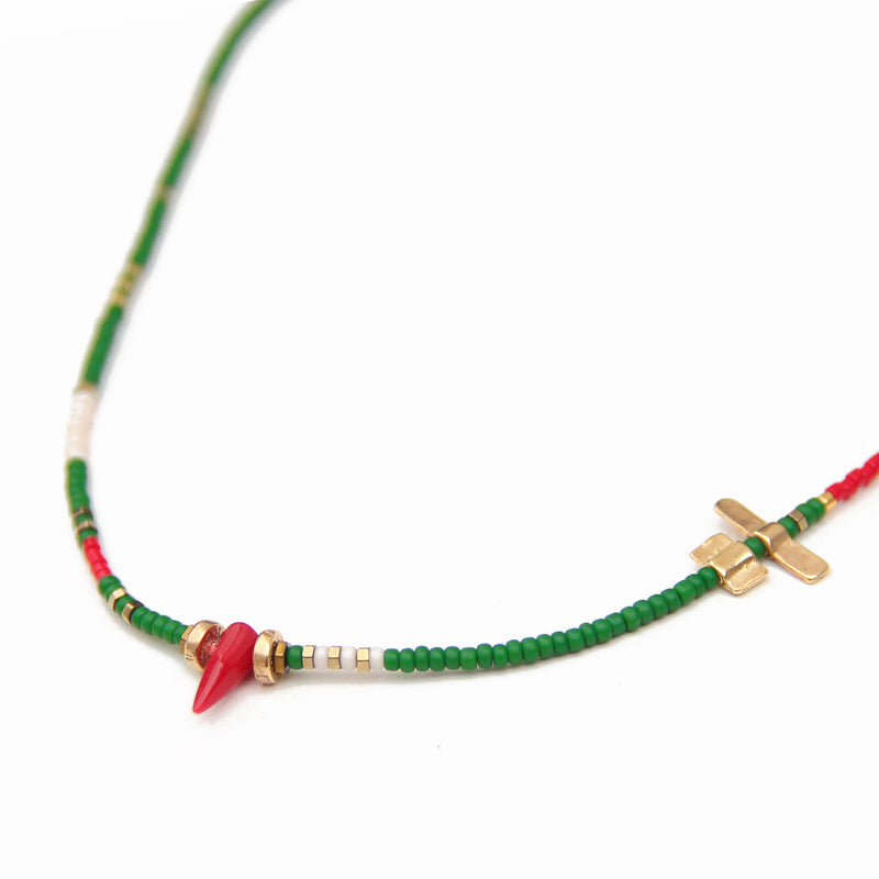 Noel Necklace - Green, Red, White & Gold Plated