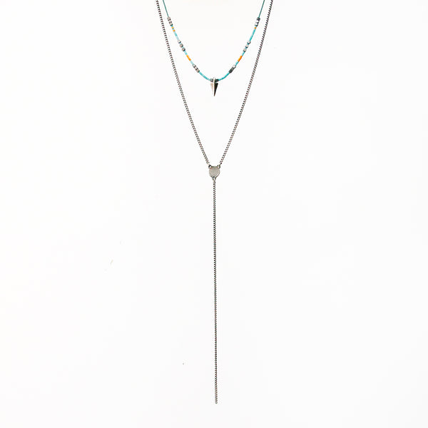 Rocky Necklace -Turquoise & Silver Plated