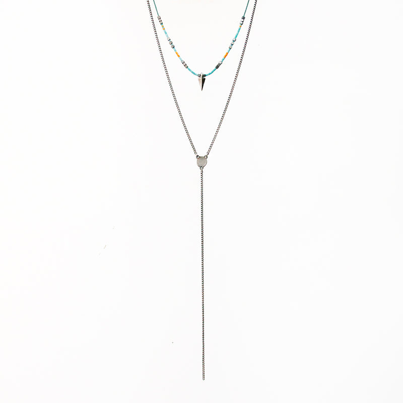Rocky Necklace -Turquoise & Silver Plated
