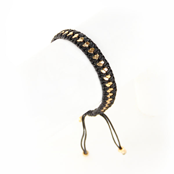 Crochet Bracelet - Black & Gold Plated