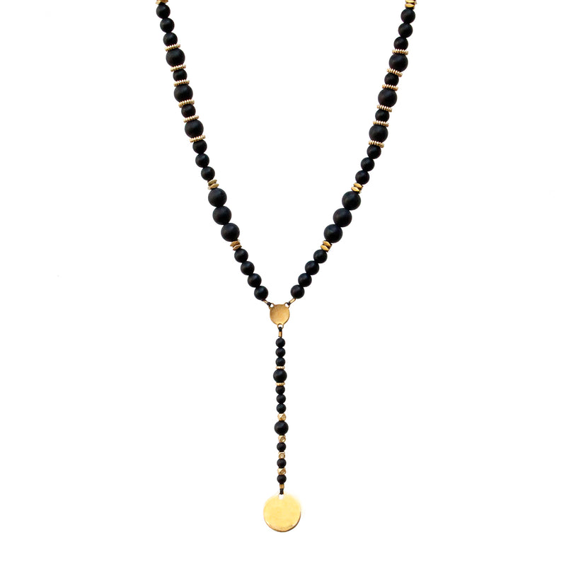 Boho Necklace - Black & Gold Plated