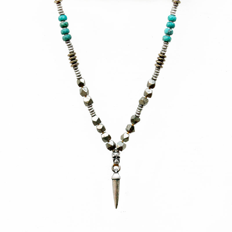 Mohawk Necklace - Turquoise & Silver Plated