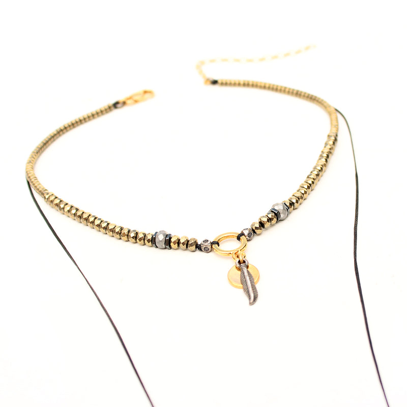 Hematite Choker Necklace - Gold Plated & Silver Plated