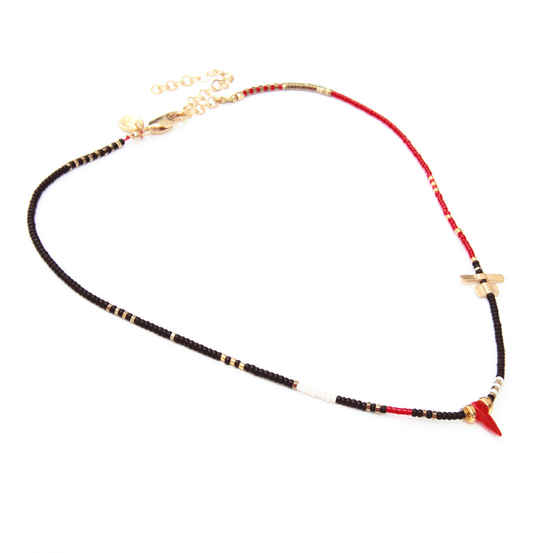 Noel Necklace - Black, Red, White & Gold Plated