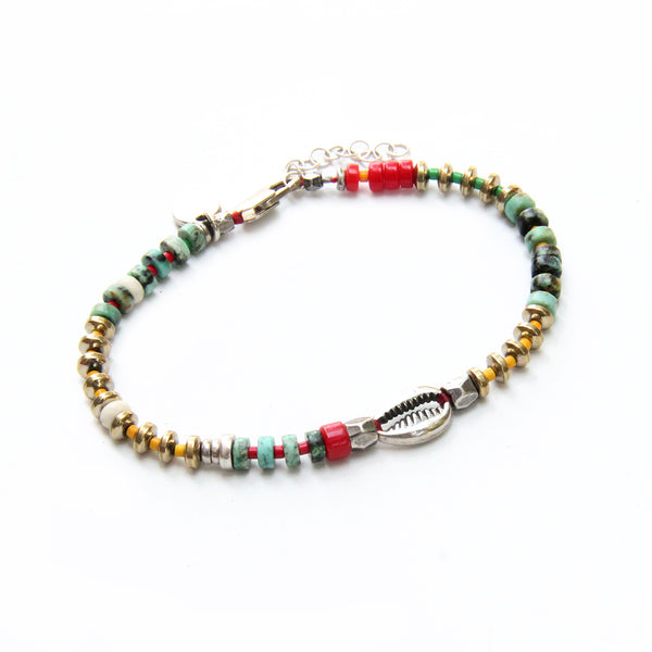 Niky Bracelet - Red, Turquoise & Silver
