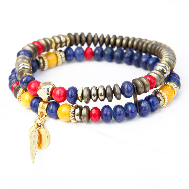Mini Boho Bracelet - Red, Yellow, Blue & Gold Plated