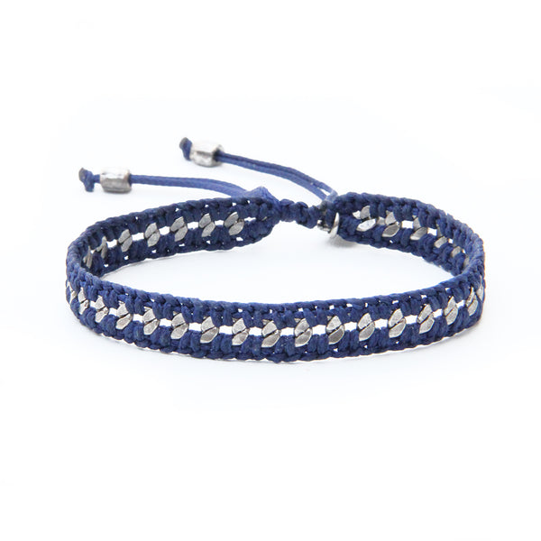 Crochet Bracelet - Blue & Silver Plated