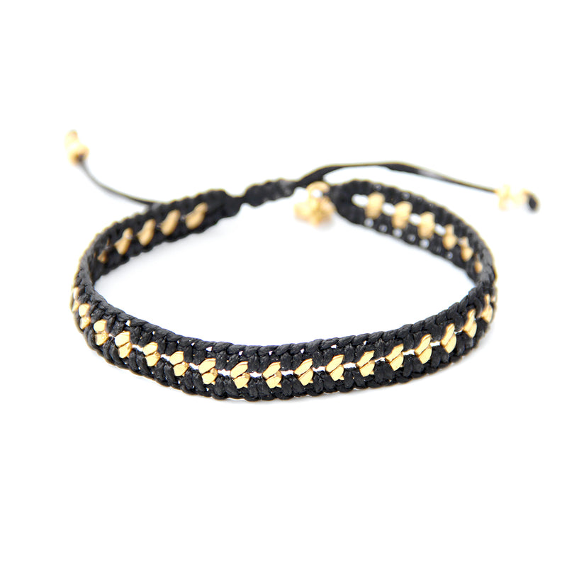 Crochet Bracelet - Black & Gold Plated