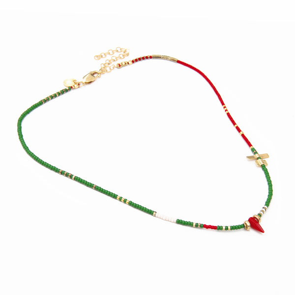 Noel Necklace - Green, Red, White & Gold Plated