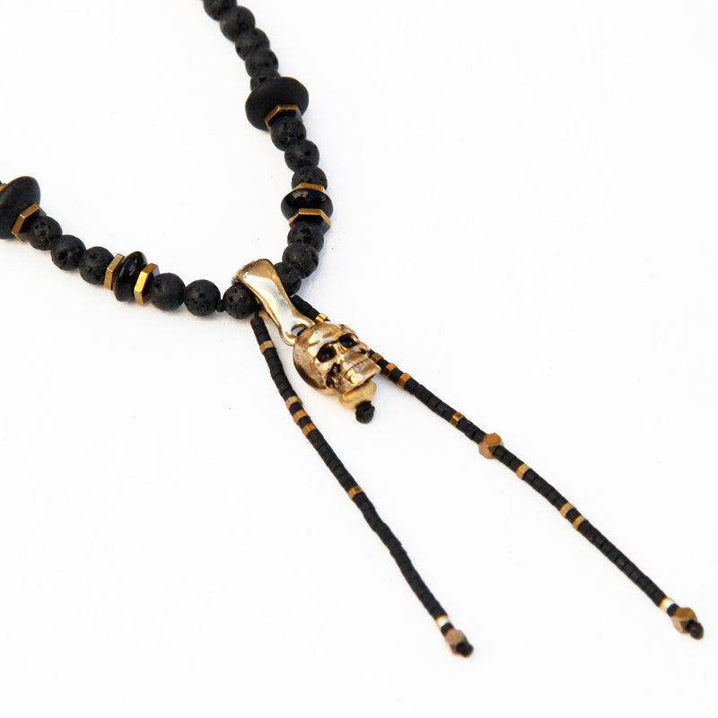 Karni Craft | Short Necklace -24k gold plated Skull Pendant