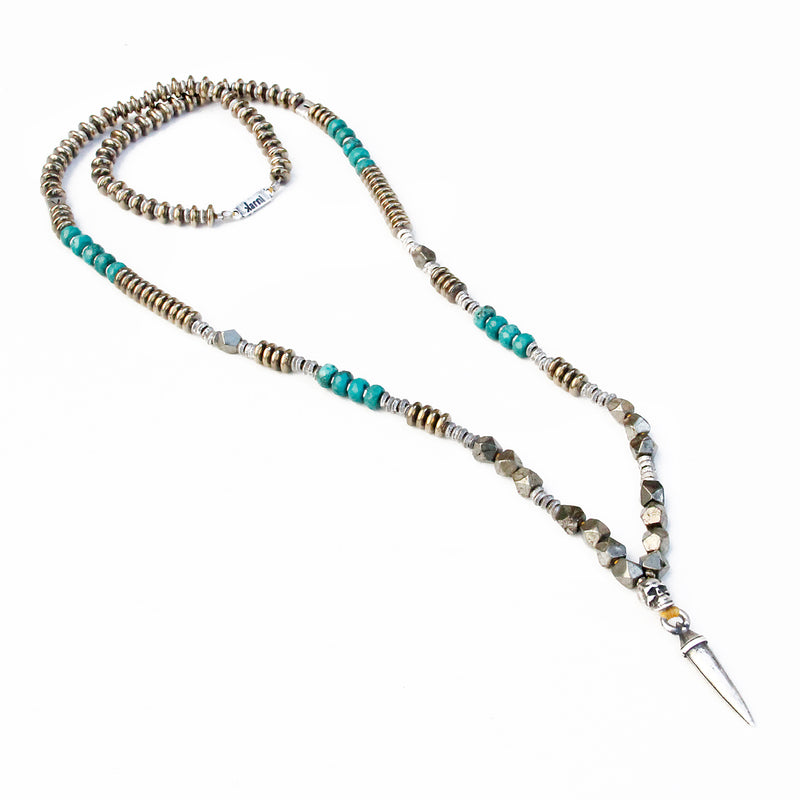 Mohawk Necklace - Turquoise & Silver Plated
