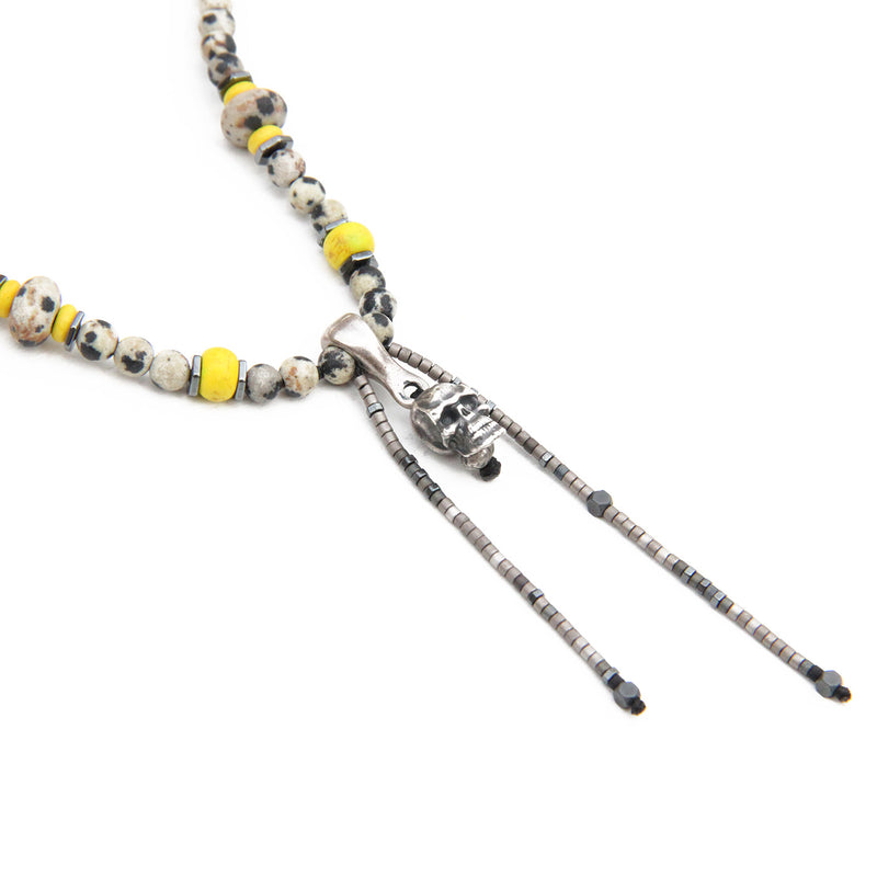 Karni Craft | A Skull Pendant - Dalmatian Jasper, Short Necklace