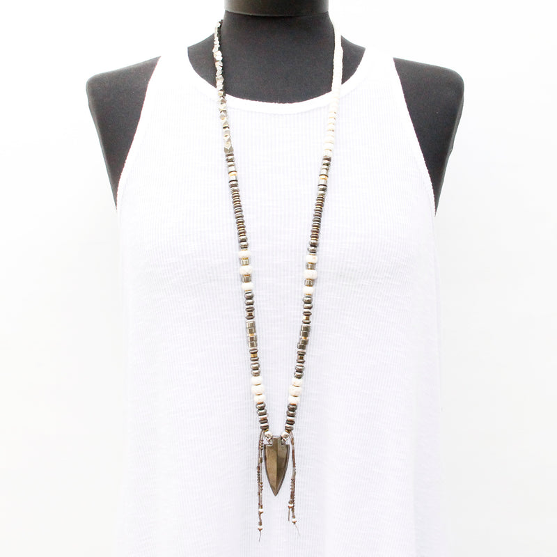 Iris Necklace - White & Silver Plated