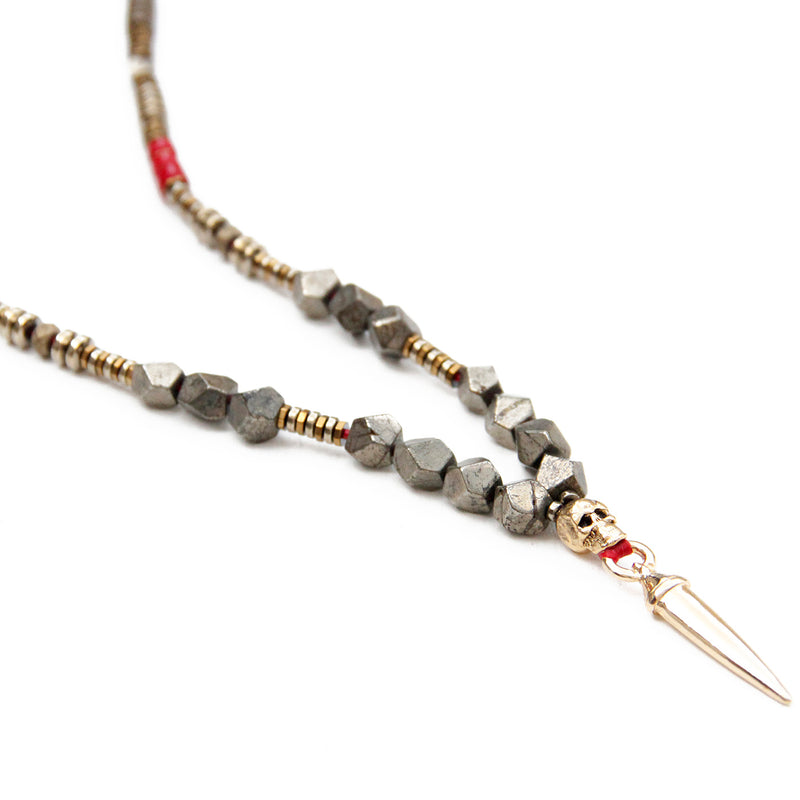 Mohawk Necklace - Red & Gold Plated