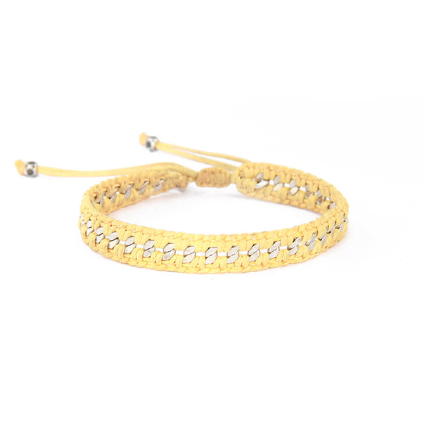 Crochet Bracelet - Yellow & Silver Plated
