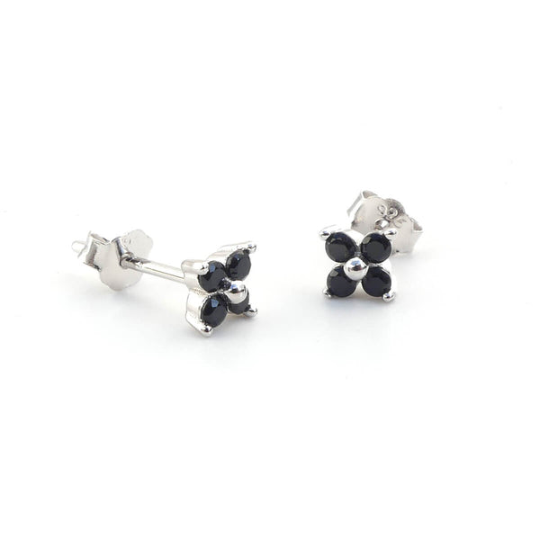 Zircon Flower Earrings - Sterling Silver