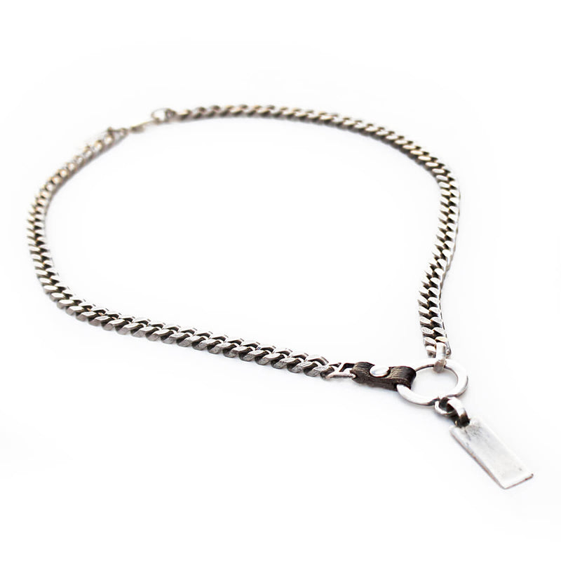Charlie Leather Necklace - Men - Black & Silver Plated