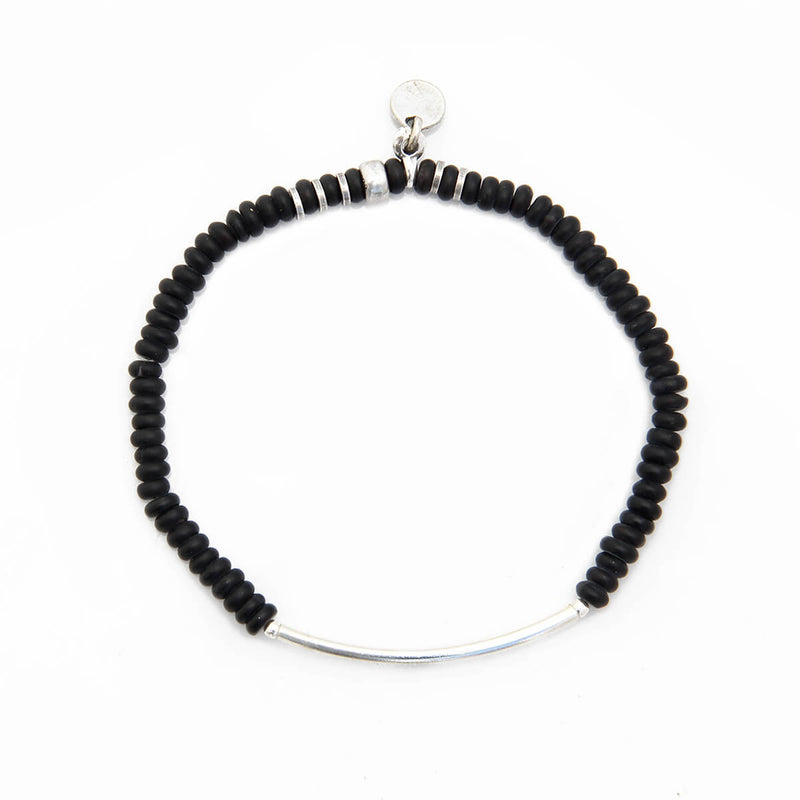 Onyx Tube Bracelet - Men - Black & Silver Plated