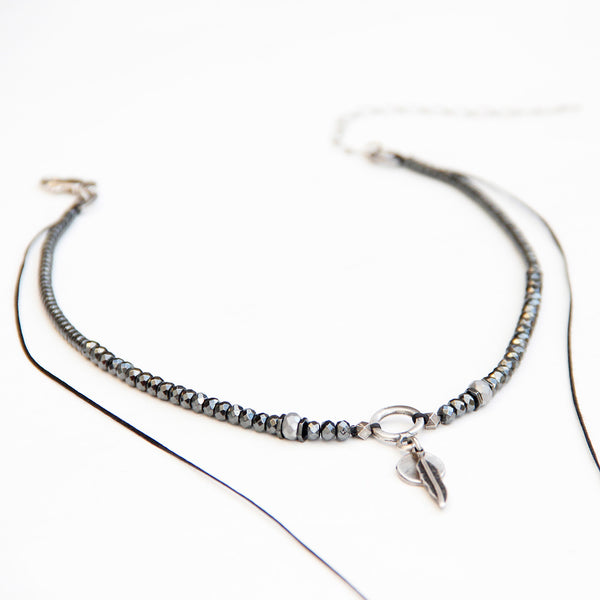 Hematite Choker Necklace - Silver Plated