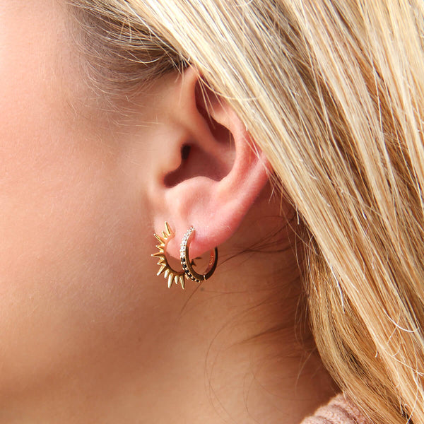 Sun Earrings - Sterling Silver, Gold Plated