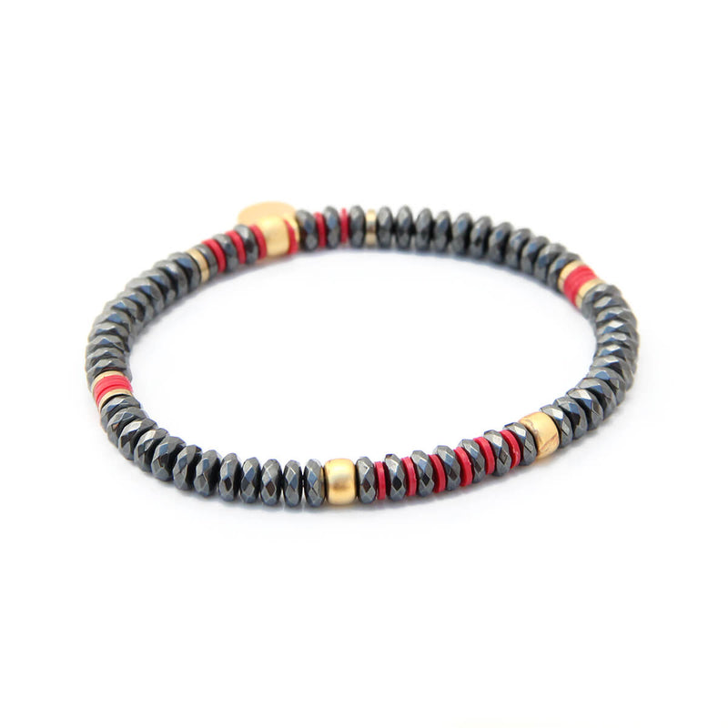 Tracy Bracelet - Red, Hematite & Gold Plated