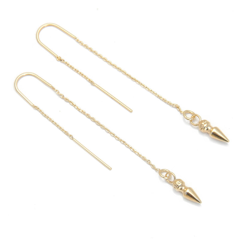 Sterling Silver Cone Tassel Earrings - Gold Plated